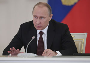 Russian President Putin takes part in a meeting on social and economic development in Moscow's Kremlin